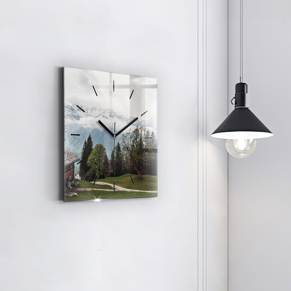 Horloge murale carrée Vue sur la montagne
