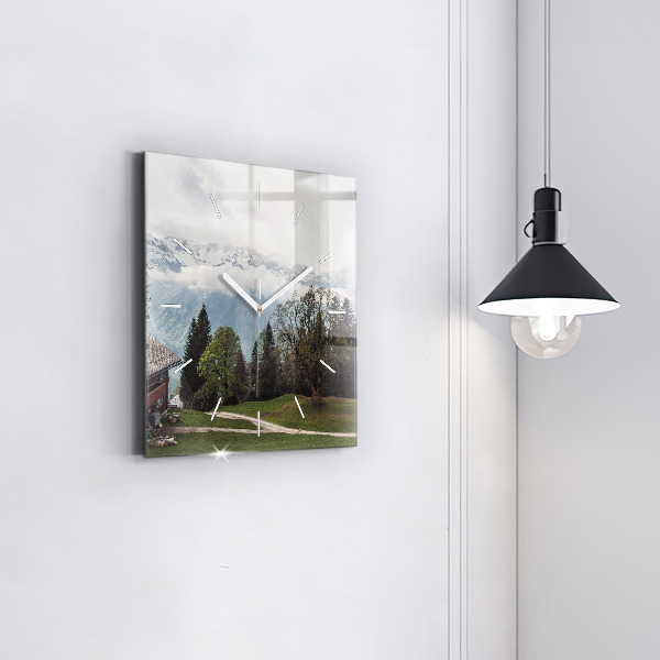 Horloge murale carrée Vue sur la montagne