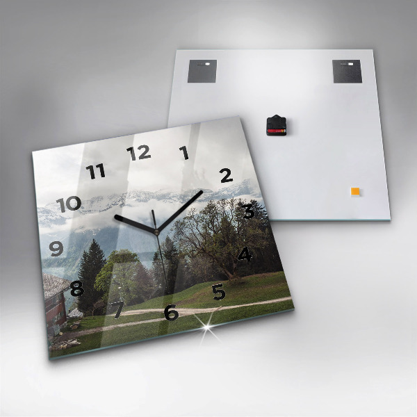 Horloge murale carrée Vue sur la montagne