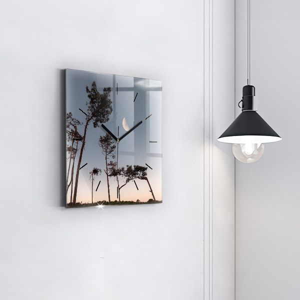 Horloge murale carrée Croissant et arbres