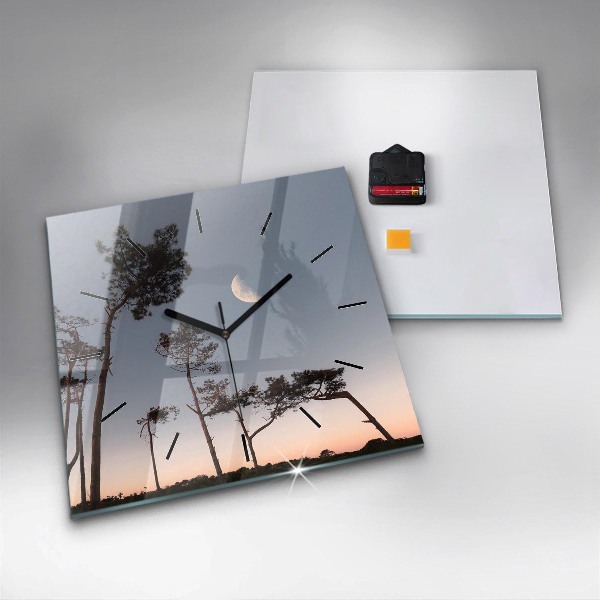 Horloge murale carrée Croissant et arbres