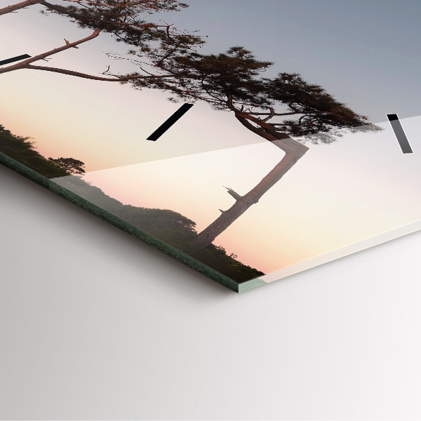 Horloge murale carrée Croissant et arbres