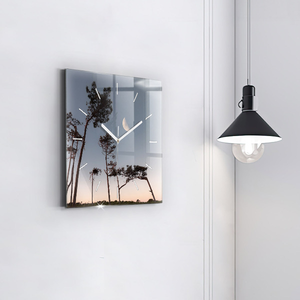 Horloge murale carrée Croissant et arbres