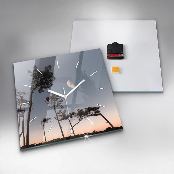 Horloge murale carrée Croissant et arbres