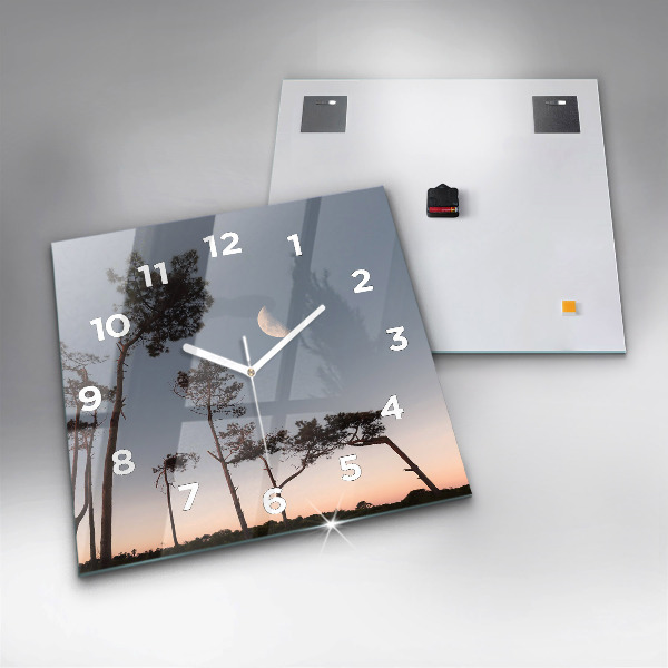 Horloge murale carrée Croissant et arbres