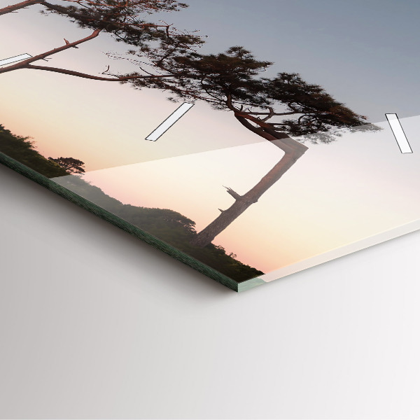 Horloge murale carrée Croissant et arbres