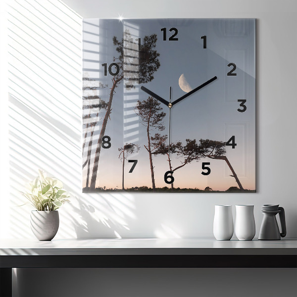 Horloge murale carrée Croissant et arbres