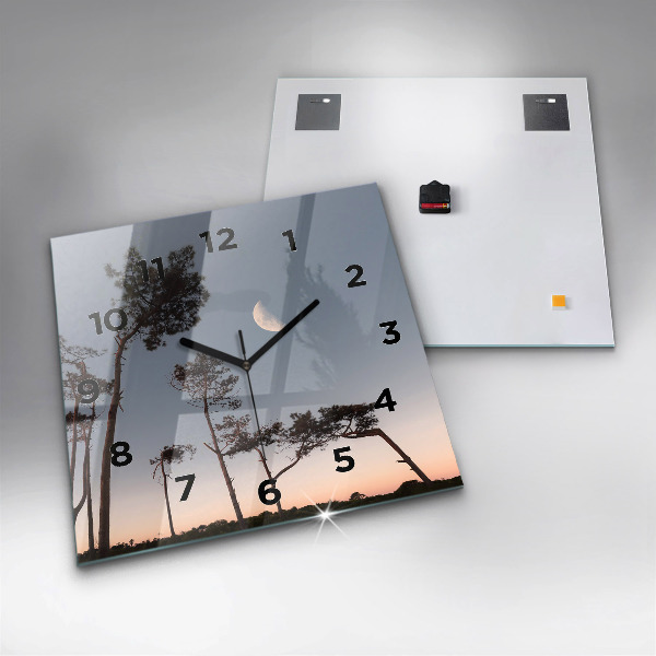 Horloge murale carrée Croissant et arbres