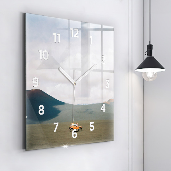 Horloge murale carrée Véhicule dans le désert du Kamtchatka