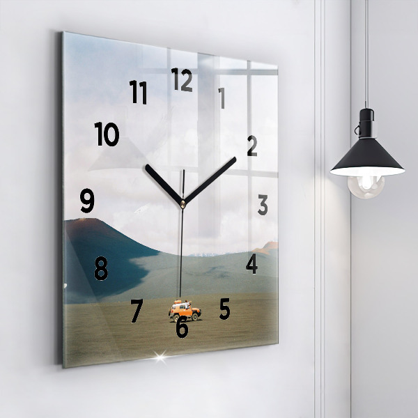 Horloge murale carrée Véhicule dans le désert du Kamtchatka