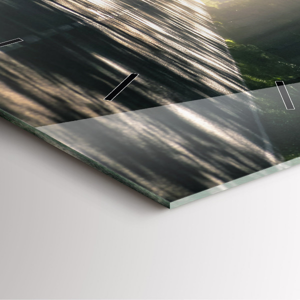 Horloge murale carrée Route forestière et rayons de soleil