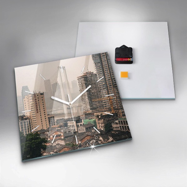 Horloge murale carrée Vieille ville de Chongqing