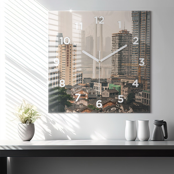 Horloge murale carrée Vieille ville de Chongqing