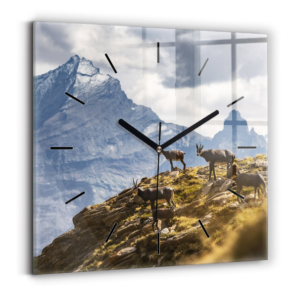 Horloge murale carrée 'Chèvre dans la Vallée d''Aoste'