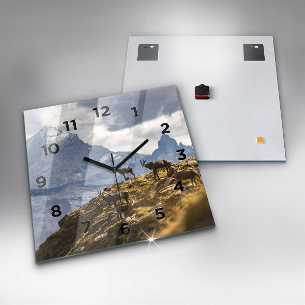 Horloge murale carrée 'Chèvre dans la Vallée d''Aoste'