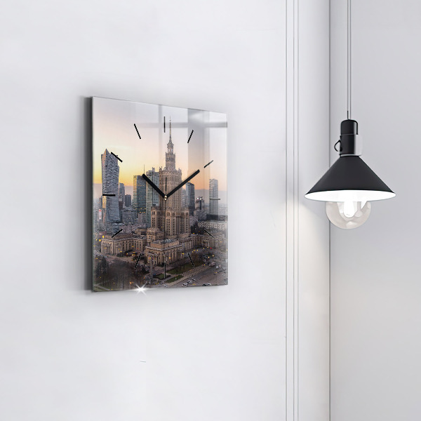 Horloge murale carrée Panorama de Varsovie