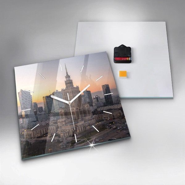 Horloge murale carrée Panorama de Varsovie