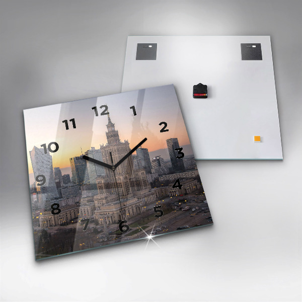 Horloge murale carrée Panorama de Varsovie