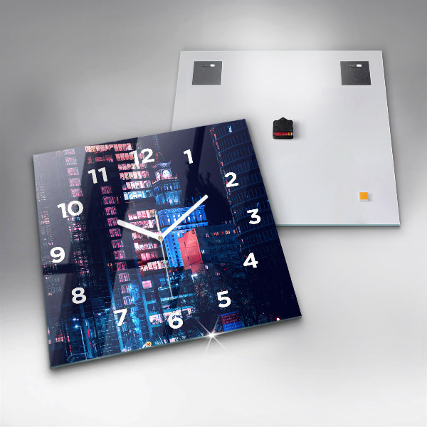 Horloge murale carrée Varsovie la nuit