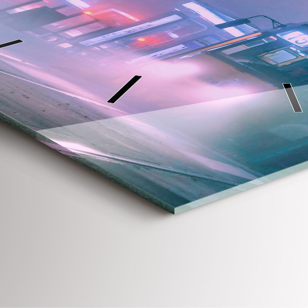 Horloge murale carrée Varsovie dans le brouillard