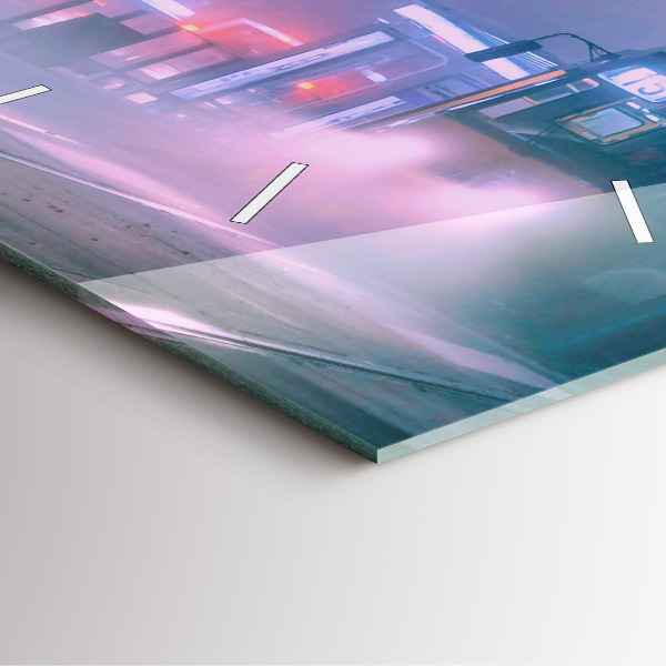 Horloge murale carrée Varsovie dans le brouillard