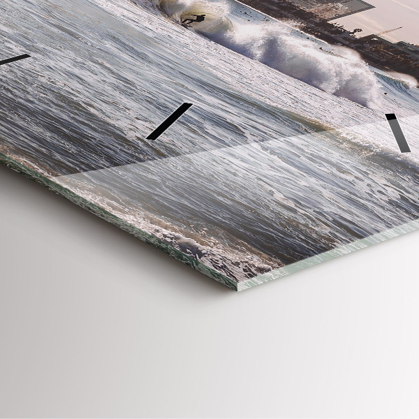 Horloge murale carrée Surfeur de Barcelone