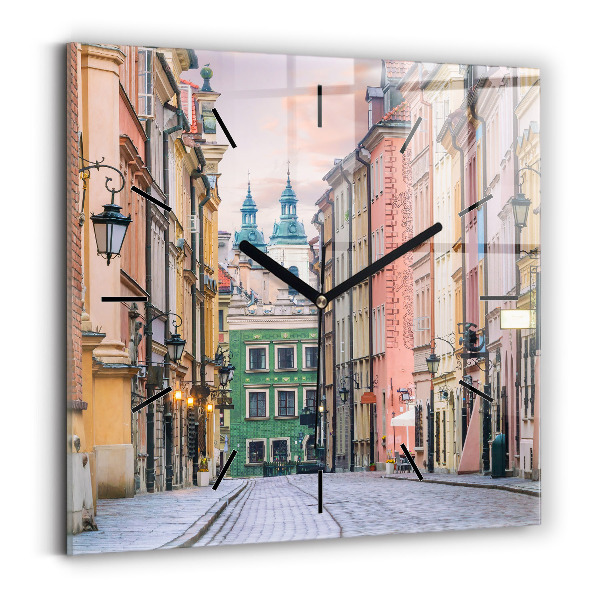 Pendule carrée en verre Vieille ville de Varsovie