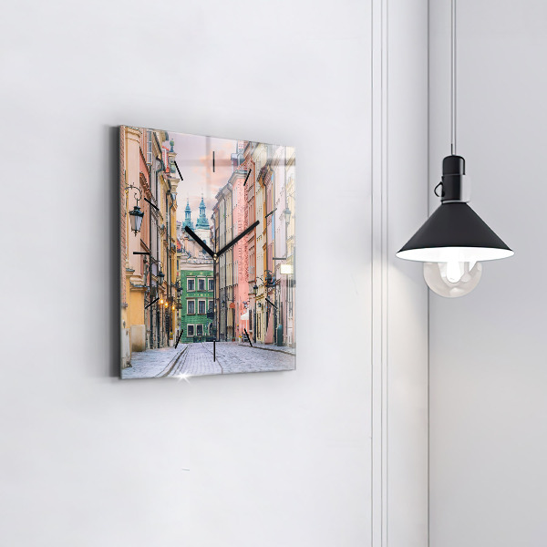 Pendule carrée en verre Vieille ville de Varsovie