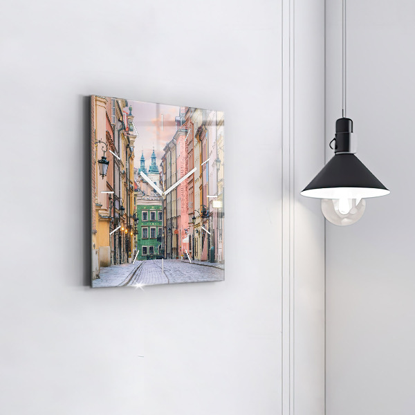 Pendule carrée en verre Vieille ville de Varsovie