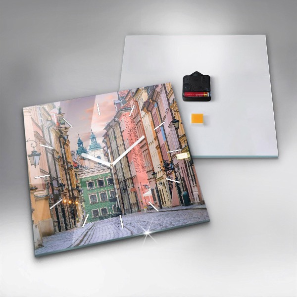 Pendule carrée en verre Vieille ville de Varsovie