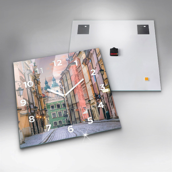 Pendule carrée en verre Vieille ville de Varsovie