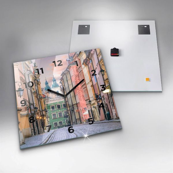 Pendule carrée en verre Vieille ville de Varsovie