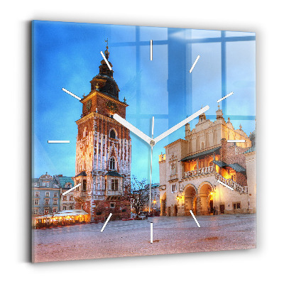 Horloge murale carrée Place du marché principal de Cracovie