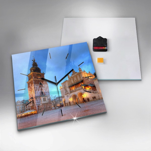 Horloge murale carrée Place du marché principal de Cracovie