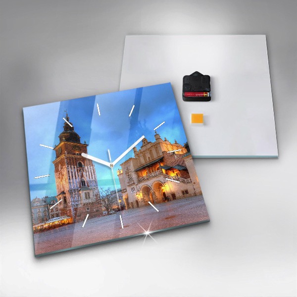 Horloge murale carrée Place du marché principal de Cracovie