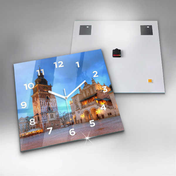 Horloge murale carrée Place du marché principal de Cracovie