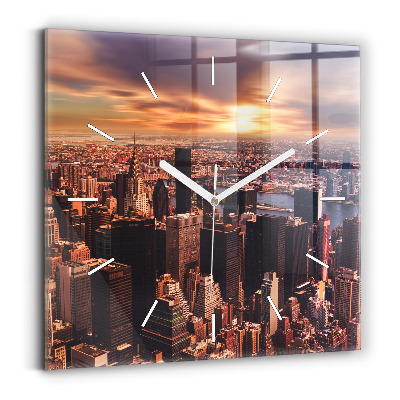 Horloge murale carrée Panorama de la ville ouest