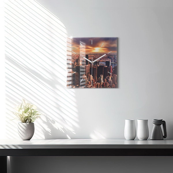 Horloge murale carrée Panorama de la ville ouest