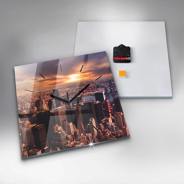 Horloge murale carrée Panorama de la ville ouest