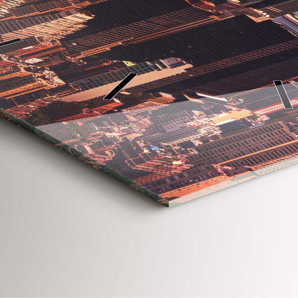 Horloge murale carrée Panorama de la ville ouest