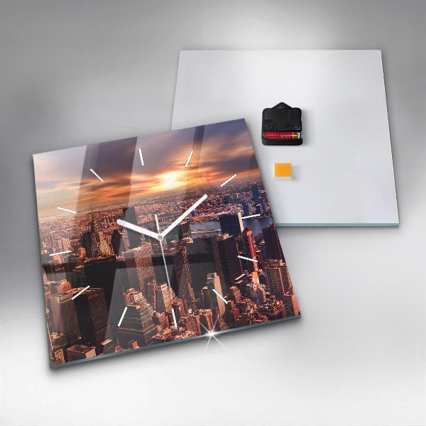 Horloge murale carrée Panorama de la ville ouest
