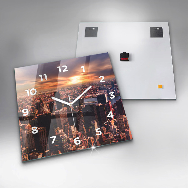 Horloge murale carrée Panorama de la ville ouest