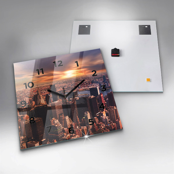 Horloge murale carrée Panorama de la ville ouest