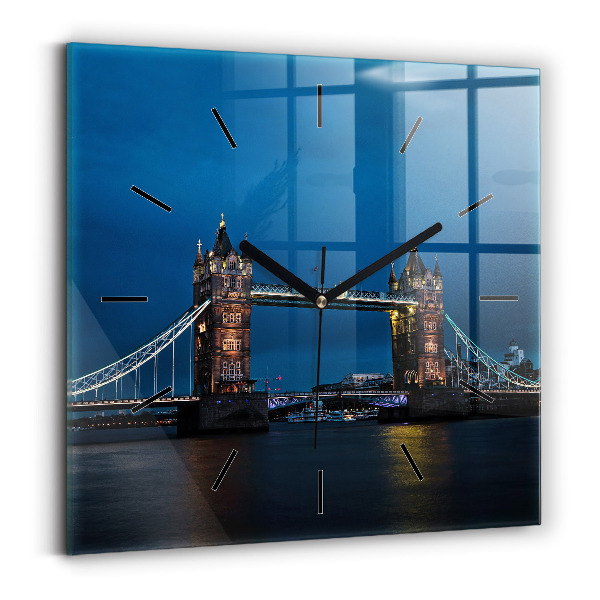 Horloge murale carrée Tower Bridge Londres la nuit