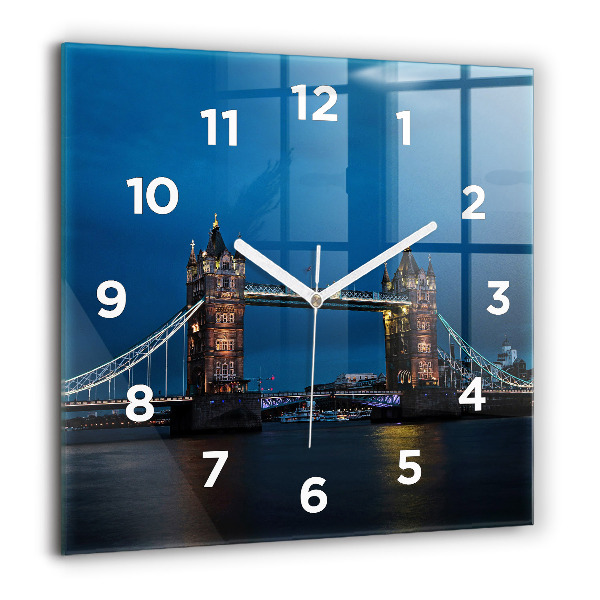 Horloge murale carrée Tower Bridge Londres la nuit