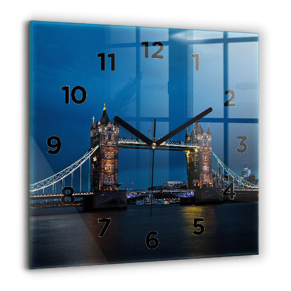 Horloge murale carrée Tower Bridge Londres la nuit