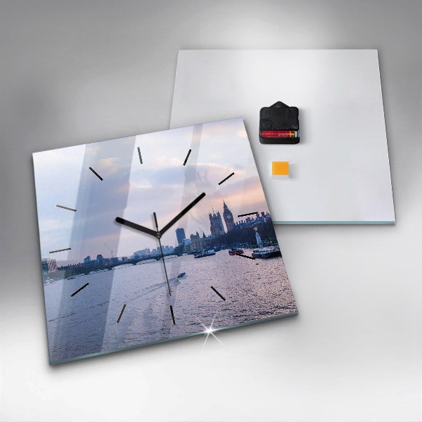 Horloge murale carrée Panorama de la ville du London Eye