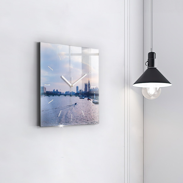 Horloge murale carrée Panorama de la ville du London Eye