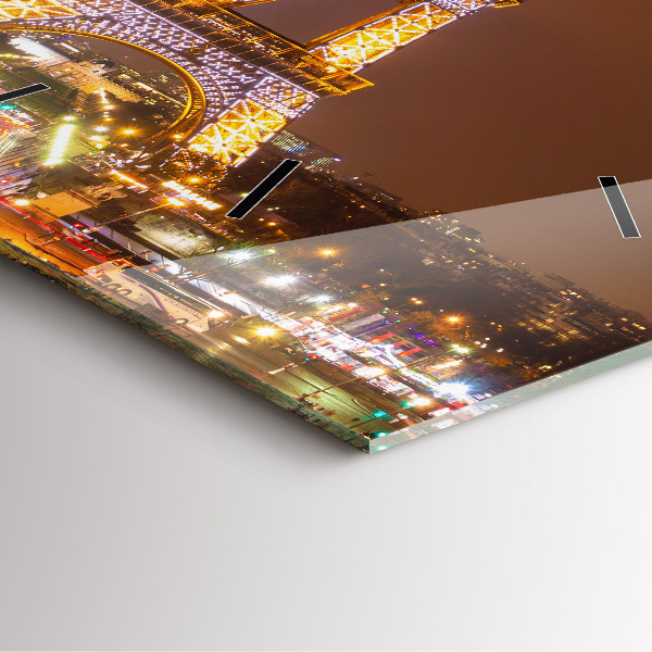 Horloge murale carrée Tour Eiffel illuminée