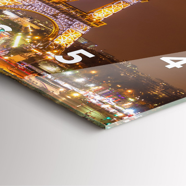 Horloge murale carrée Tour Eiffel illuminée